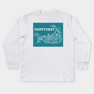 Nantucket Map Kids Long Sleeve T-Shirt